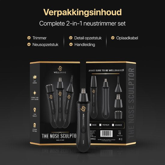 Wellshave 2 in 1 Nasentrimmer Premium - Augenbrauen- und Ohrhaartrimmer - Nasenhaartrimmer für Männer - Augenbrauentrimmer