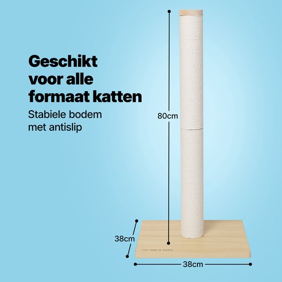 Jake und Jacky Kratzbaum Holz - Kratzbaum aus Holz für Katzen - mit Papierseil - Kratzmöbel - 80 cm