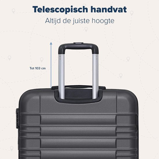 TRVLMORE - Handgepäckkoffer - 38L - Zahlenschloss - Leichtgewicht - Trolley - 54x36x20cm - Dunkelgrau