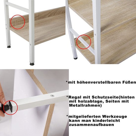 Rootz Standregal Hochregal - Regalschrank - Bücherregal - Aufbewahrungsregal - Präsentationsständer - Organizer - Lagenregal - Weiß + helle Eiche - 60x27,5x160 cm