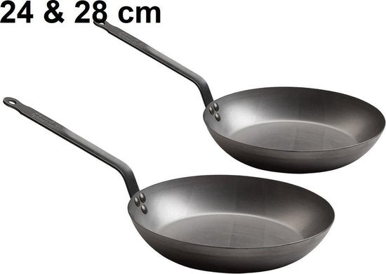 De Buyer Acier Bratpfannenset 24 cm & 28 cm - 2mm dick - Stahlblechpfannen - günstiges Set