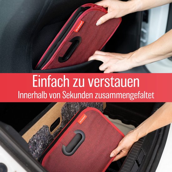 Kofferraumtasche faltbar und stabil - Kofferraum-Organizer Einkaufstasche zur praktischen Aufbewahrung - Auto-Faltbox, Kofferraumbox (rot)
