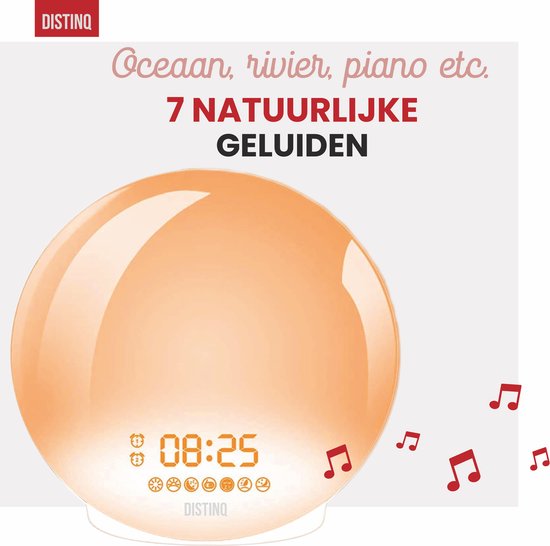 DistinQ Wake-Up Light - Radiowecker mit doppelter Weckzeit - Einschlafhilfe mit USB-Anschluss
