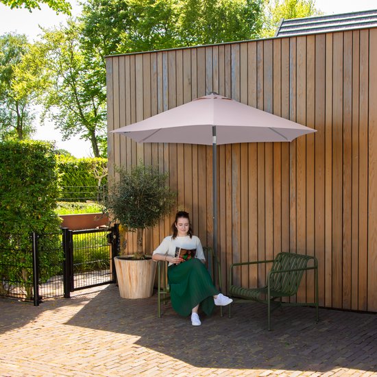 VONROC Premium Stick Sonnenschirm Torbole Ø200cm - Inkl. Schutzhülle - Runder Sonnenschirm - UV-beständiger Stoff - Beige
