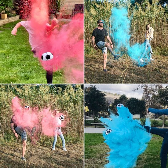 Partizzle Gender Reveal Football - Mit rosa & blauem Puder - Baby Shower Dekorationen - Junge oder Mädchen Party - Alternative Rauchbombe & Rauchpistole - Plastik