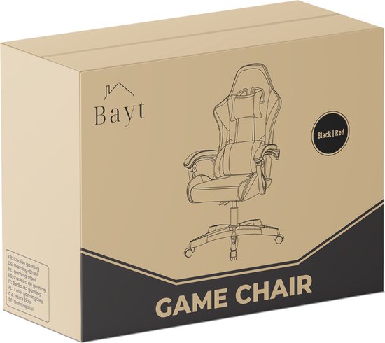 Bayt Gaming Stuhl - Gaming Stuhl - Komfort Gamer Stuhl - Schwarz und rot