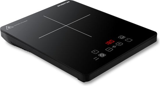 Inventum KI120T - Induktionskochfeld - 1 Kochzone - 2000 Watt - 10 Positionen - Pfanne 15 bis 20 cm - Timer - Kindersicherung - Schwarz