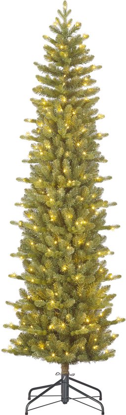 Black Box Trees Harma Schmaler Künstlicher Weihnachtsbaum mit LED-Lichtern - H260 x Ø73 cm - Grün