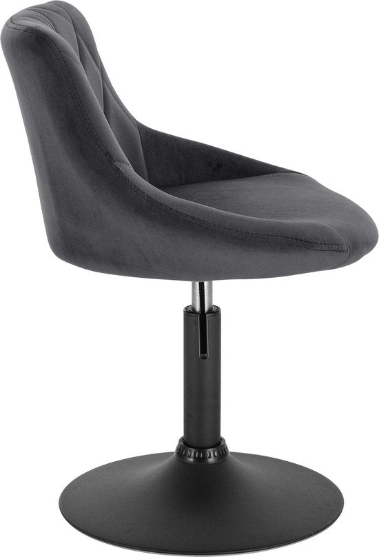 Rootz Velvet Barstool - Counter Chair - Verstellbarer Sitz - Drehhocker - Lounge Sessel - Gepolsterter Hocker - Küchenstuhl - Dunkelgrau - 22.0x19.3x15.7 inches