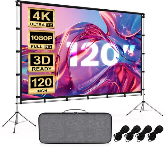 Lumina® Projektionswand 120 Zoll - Beamer-Leinwand mit Stativ - knitterfrei - faltbar - mit Tragetasche - für drinnen und draußen