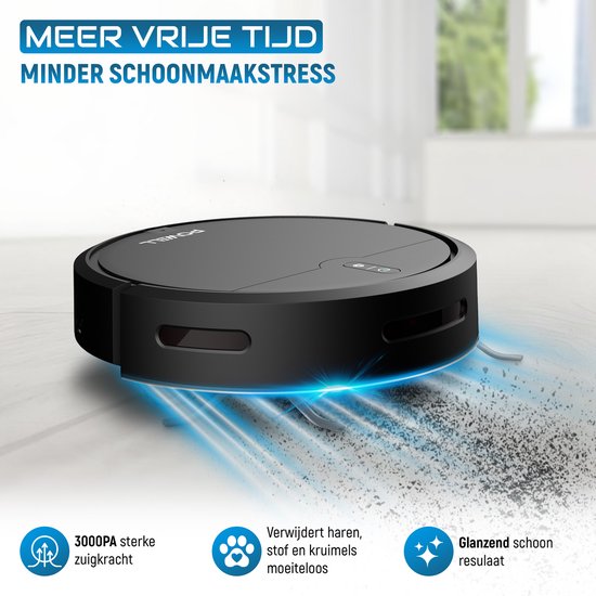 Powell Staubsauger Roboter - Staubsauger Roboter mit Wischfunktion - Staubsauger Roboter mit Ladestation - Staubsauger Roboter - Wischroboter - Schwarz