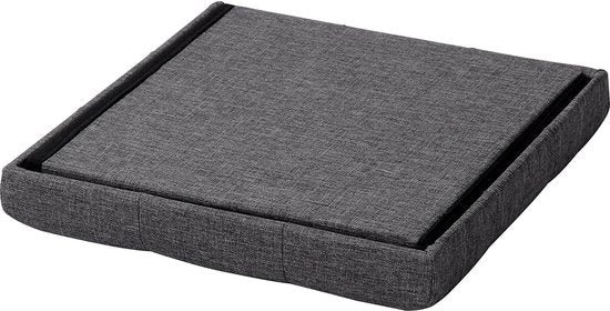 WOLTU Fußhocker mit Bezug aus Leinen,Aufbewahrungshocker klappbar 37.5x37.5x38cm,Dunkelgrau