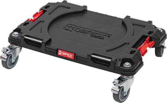Qbrick System - PRO Transportplattform - 506 x 325 x 140 mm - Schwarzer Kunststoff - Mobile Basis mit 4 Lenkrollen & 2 Bremsen - Maximal 100 kg Traglast