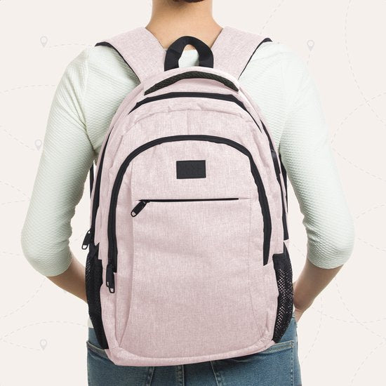 TRVLMORE Rucksack - 28L - 15.6 Zoll - Laptop-Rucksack mit USB - Anti-Diebstahl - Männer und Frauen - Tasche Pink