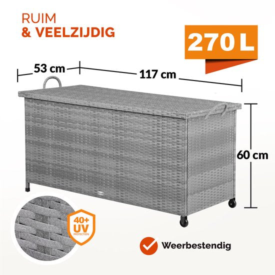 Casaria Aufbewahrungsbox - Wetterfest 122x56x61cm 420L - Grau