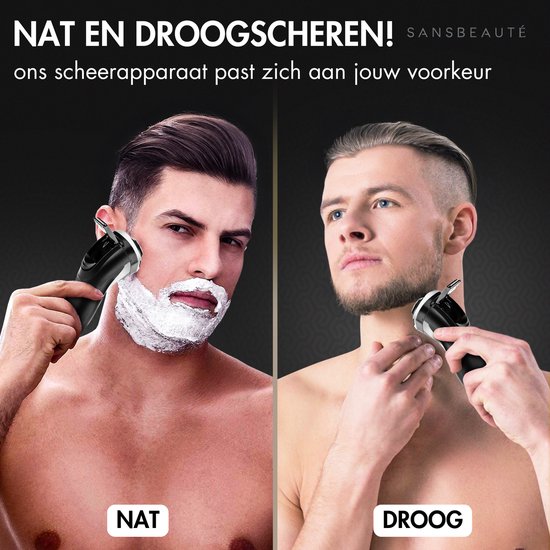 2-in-1-Rasierer für Männer mit Trimmer S1111 + 2 Extra-Scherköpfe - Sansbeauté® - Nass & Trocken - Präzisionstrimmer - Elektrisch - Elektrorasierer - Wasserdicht