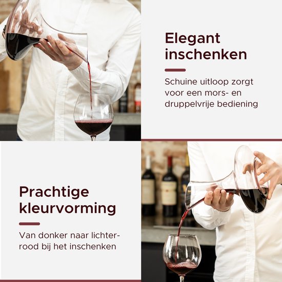 Luxwine® - Dekanter - Weindekanter - 1,45L - Inkl. 1000 Reinigungsperlen - Inkl. Korkverschluss - Dekanter
