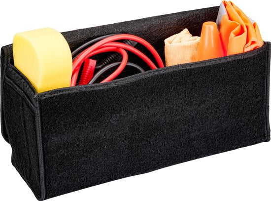 BLACK+DECKER Trunk Organiser - Kofferraumtasche - 55 x 15 x 23 CM - 1 großes Fach und 2 Einsätze - Einkaufen und Autozubehör - Mit Klettverschluss - Schwarz