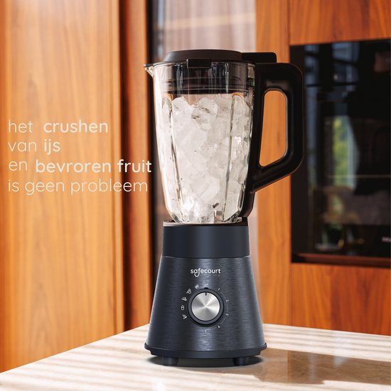 Safecourt Kitchen Hochleistungsmixer - 5 automatische Programme - Smoothie-Maker - 1300 Watt - Schwarz