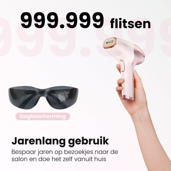 Leafline® IPL Laser Epilierer - Epilierer Damen - Schmerzfrei mit Eiskühlung - Für dauerhafte Haarentfernung von allen Körperteilen - 999.999 Blitze - Heimgebrauch
