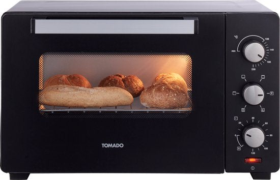 Tomado TEO3000B - Freistehender Backofen - 30 Liter - 1600 Watt - Heißluft - 3 Einschubebenen - Schwarz