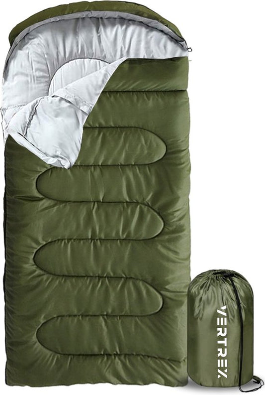 Vertrex Tri-Season Adventure Mumienschlafsack - Schlafsäcke Erwachsene - Camping - Grün