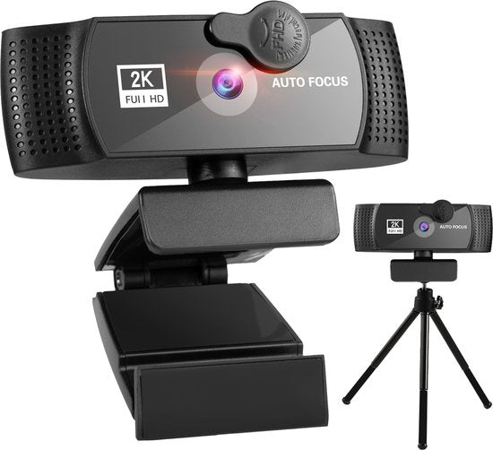 Audyn Webcam - 5MP - 2K Full HD - mit Mikrofon - für PC - inkl. Abdeckung & Ständer - Streaming Kamera - Webcams