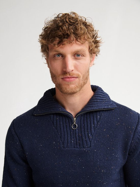 Petrol Industries – Herren-Strickpullover „Denver“ mit halbem Reißverschluss – Blau – Größe L