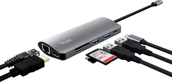 Trust USB-Hub – USB-Splitter – USB-Verteiler – USB-Anschlusserweiterung – Grau