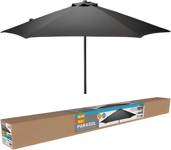 Pro Garden Garten Sonnenschirm Menorca - D230 cm - dunkelgrau - Markise - schwenkbar - Sonnenschirm - mit Abdeckung