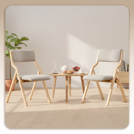 SoBuy Klappstuhl 2er Set – Gepolsterter Esszimmerstuhl – Faltbar – 49 x 54 x 80 cm – Hellgrau