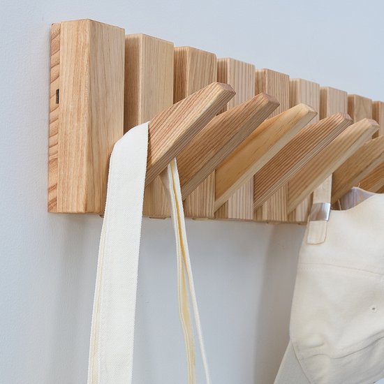 Urban State Wandgarderobe - Garderobenständer hängend - Eschenholz - 8 Haken - Piano Garderobe - Garderobenständer - handgefertigt