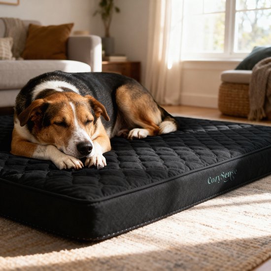 CozySense® Orthopädisches Hundekissen 60 X 40 Cm - Größe S - Wasserdicht - Geeignet als Sitzkissen & Hundebett - Waschbarer Bezug - Schwarz