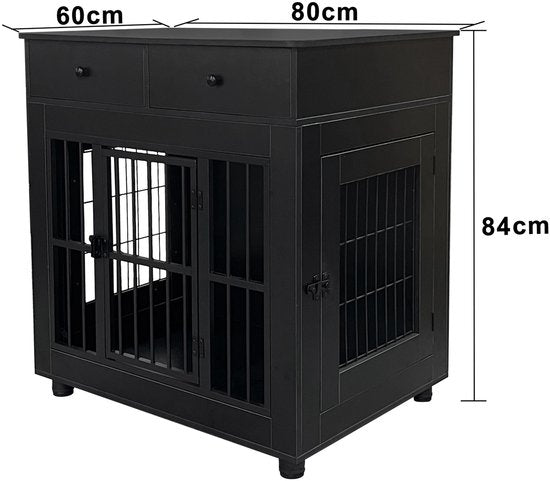 Hundehausmöbel für das Wohnzimmer - Hundebox - Box für kleine und mittelgroße Hunde - 80 cm x 60 cm x 84 cm