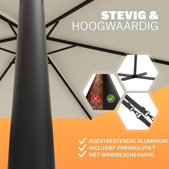 Schwimmender Sonnenschirm Zusammenklappbar - Aluminium Ø330cm UV-Schutz 80+ - Beige