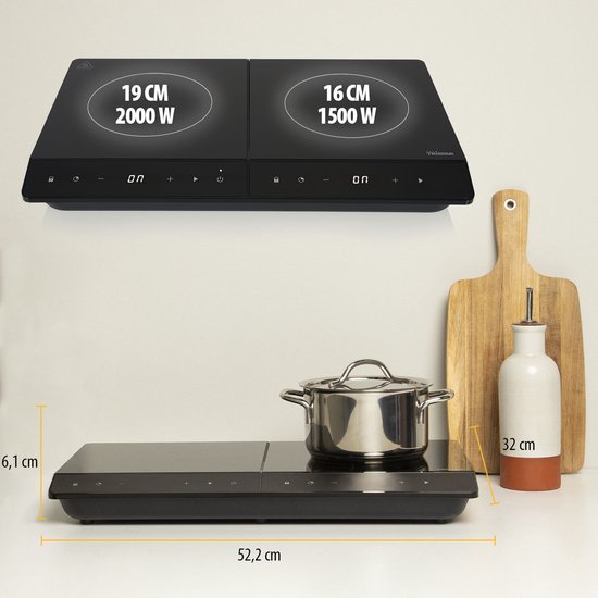 Tristar Deluxe Induktionskochfeld 3500W - IK-6162 - 2 Kochzonen - Timer bis zu 180 min - Schwarz