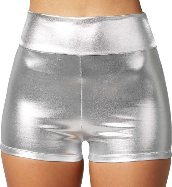 Dressforfun Faschingskostüm Metallic Hotpants Silber – Damen – Größe S