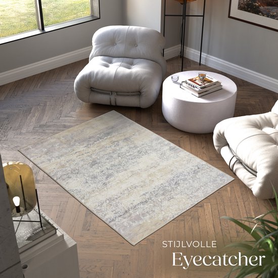 tectake - Teppich im Vintage-Design - Dalia - Niederflorteppich für Wohnzimmer, Kinderzimmer, Schlafzimmer oder Flur - Waschbar - Div. Größe - 120x170cm - beige