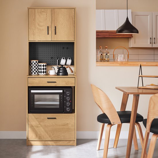SoBuy FSB98-N Küchenanrichte - Buffetschrank aus Holz mit 2 Türen und Schubladen