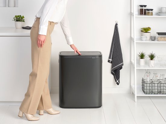 Brabantia Bo Touch Bin Mülleimer - 1 Fach - 60 Liter - Confident Grey