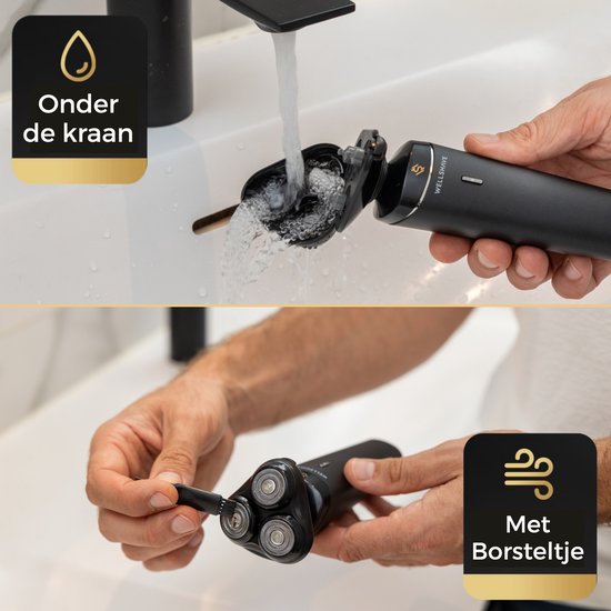 Wellshave 4 in 1 Rasierer für Männer - Mit Trimmer & Nasentrimmer - Nass und trocken - Schwarz