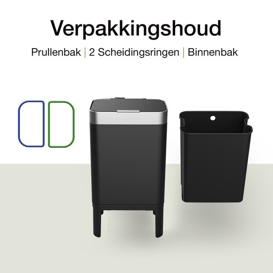 Loftey Mülleimer - Druckknopf-Deckel - 2 Fächer - 2x30L - Schwarz