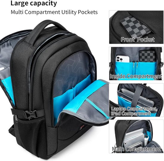 Geräumiger Laptop-Rucksack für Arbeit, Schule und Reisen mit USB-Ladeanschluss