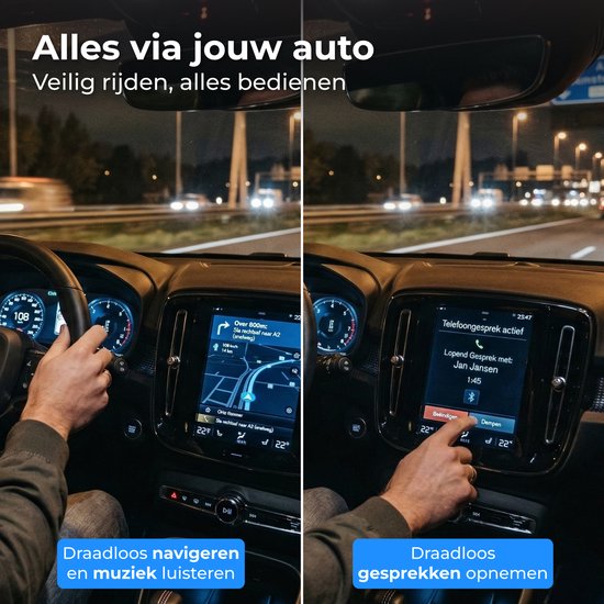 Nuvance CarPlay Dongle - Bluetooth Dongle - CarPlay Wireless - USB & USB C - Geeignet für Android Auto & CarPlay