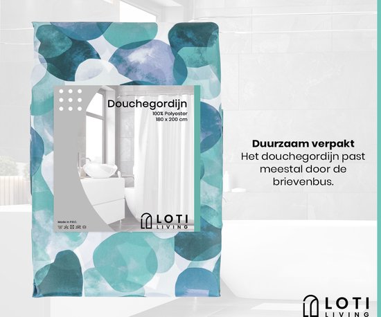 Loti Living Duschvorhang Anti-Schimmel - Ozean - Ringe enthalten - Wasserdicht - Polyester - Duschvorhang 180x200 cm