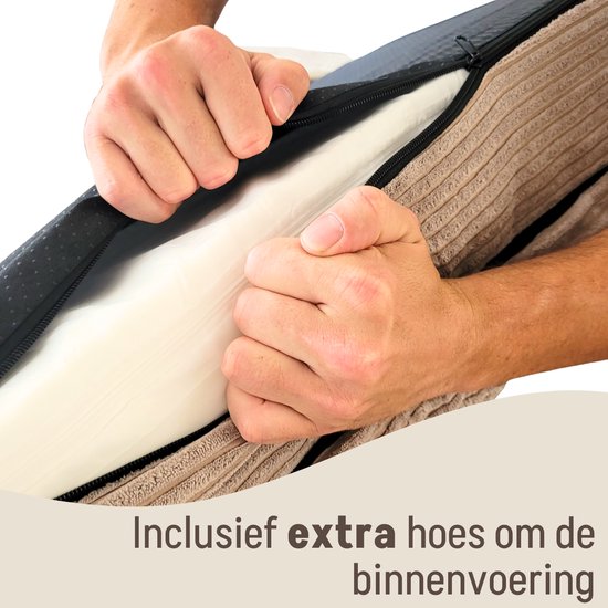By Cee Cee Orthopädischer Hundekorb - Orthopädisches Hundekissen - Hundebett - Gerippter Stoff - Für mittelgroße Hunde - Mocha Taupe - 108x81cm - Emma