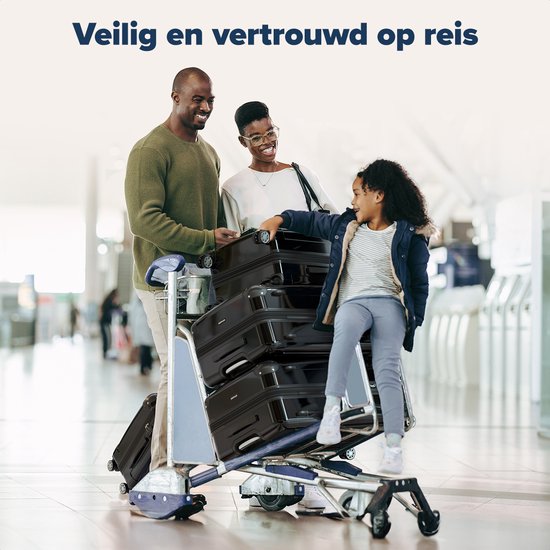 TRVLMORE - Kofferset - 3 Stück - 45L Handgepäck + 75L und 115L geräumiges Gepäck - TSA Schloss - Leichtgewicht - Reisekofferset - Schwarz