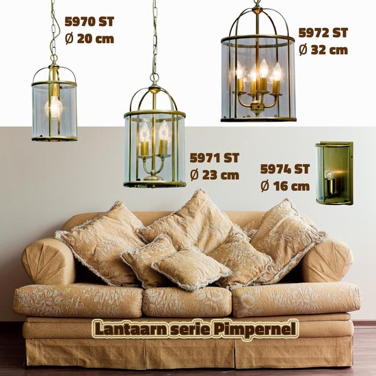 Hängeleuchte Pimpernel 5971BR Bronze Ø 23 cm Klassische Laterne von Steinhauer, höhenverstellbar, Glas und Metall, für den Innenbereich