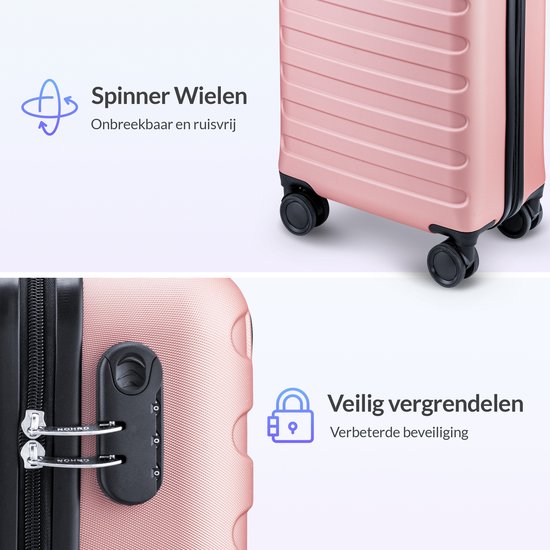 Nohrd Handgepäck Koffer - Rose Gold - Reisekoffer mit Rädern - 55x35x20 cm - Handgepäck Trolley Leichtgewicht - Reisekoffer - Trolley auf Rädern - Koffer