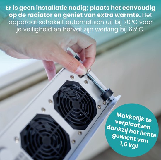 SmartAir Boost - Tragbarer Heizkörperlüfter - Universal - Energieeffizient - Kabellos, wiederaufladbar und automatisch - Heizkörperlüfter - Weiß